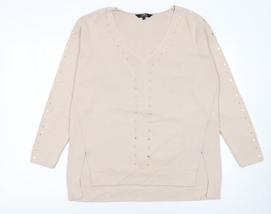 Womens UK Size 14 Star by Julien Macdonald Beige Pullover Jumper