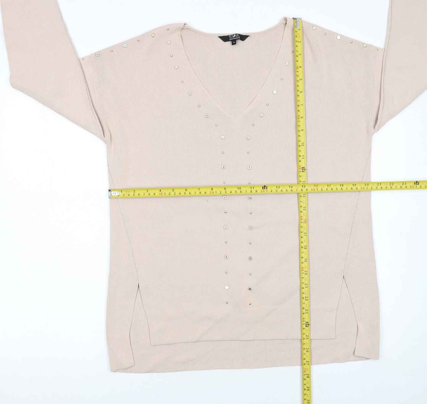 Womens UK Size 14 Star by Julien Macdonald Beige Pullover Jumper
