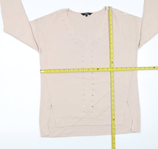 Womens UK Size 14 Star by Julien Macdonald Beige Pullover Jumper