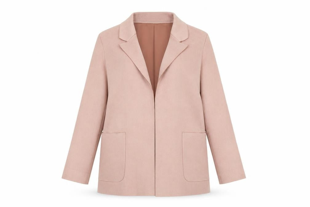 Zara Women Pink Suede Mid-Length Blazer Jacket Size 12