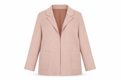 Zara Women Pink Suede Mid-Length Blazer Jacket Size 12