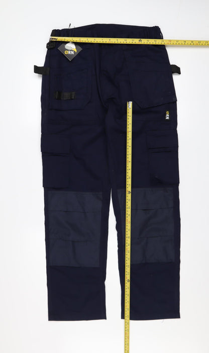 Mens UK Size 30S ORN Regular Fit Cargo Blue Trousers