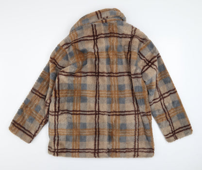 Native Youth Women’s Beige Check Faux Fur Coat XS