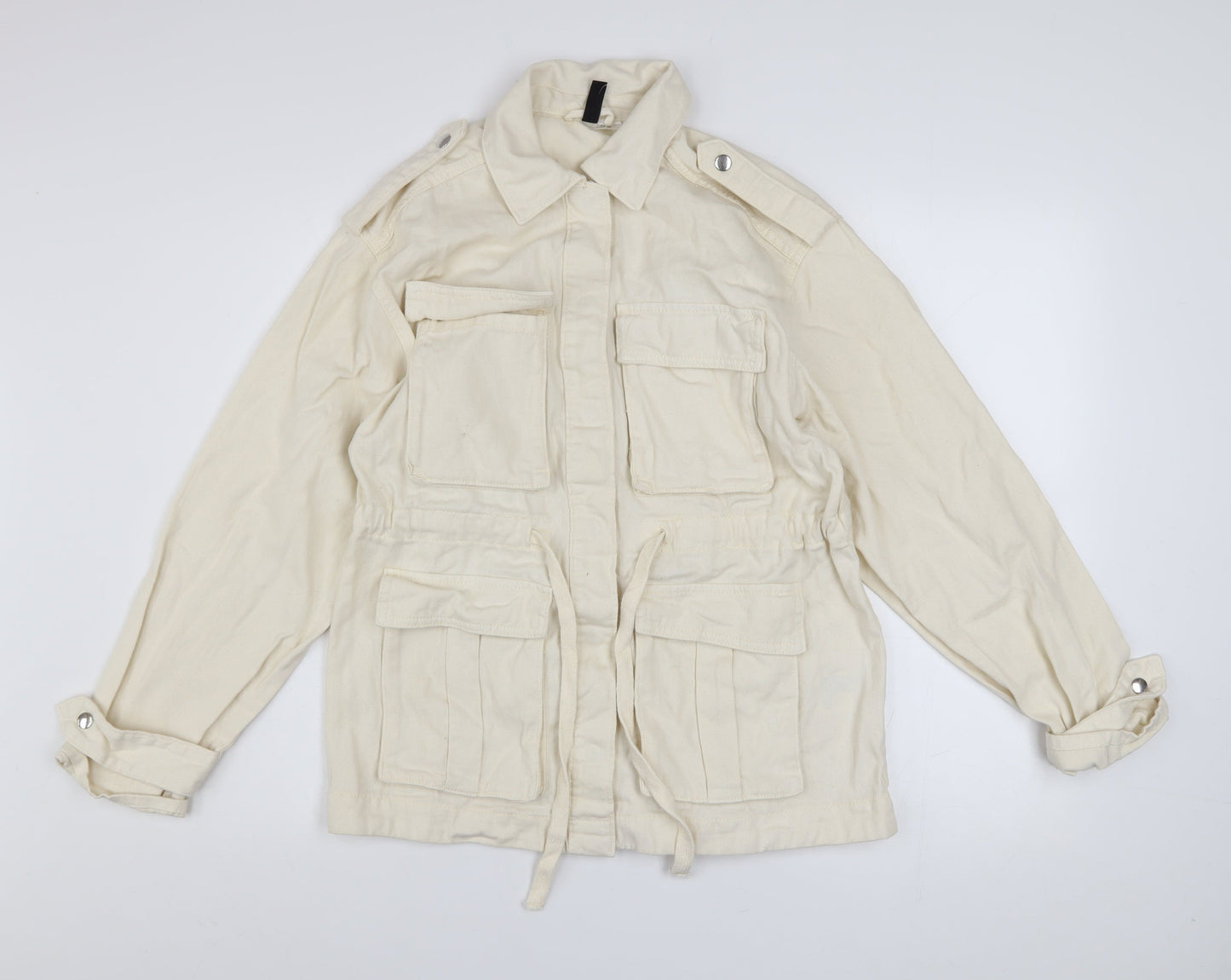 Womens UK Size 2XS H&M Ivory Military Jacket