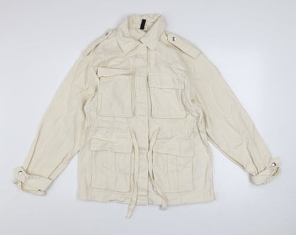 Womens UK Size 2XS H&M Ivory Military Jacket
