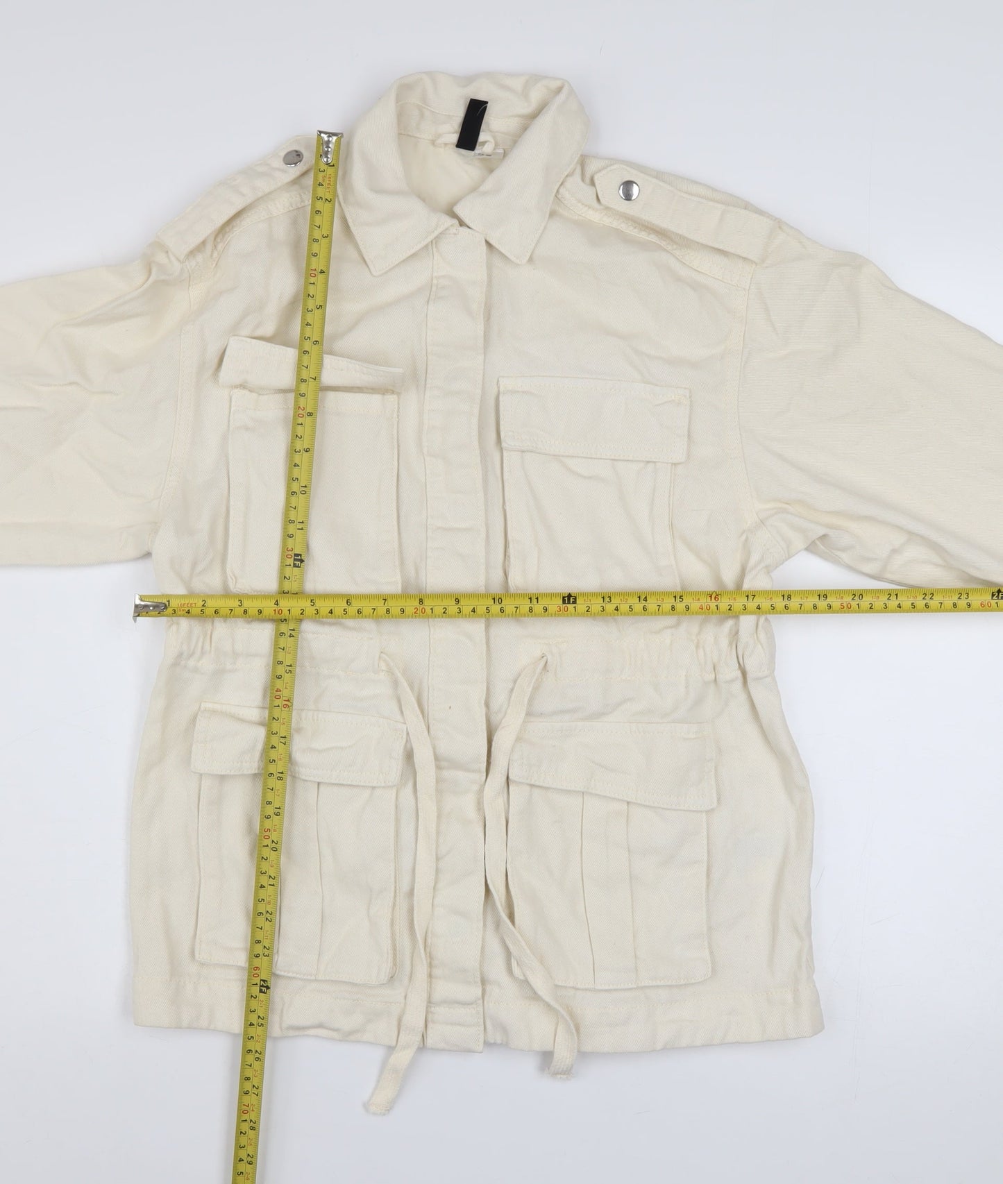 Womens UK Size 2XS H&M Ivory Military Jacket