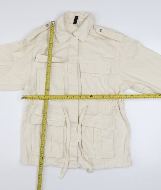 Womens UK Size 2XS H&M Ivory Military Jacket