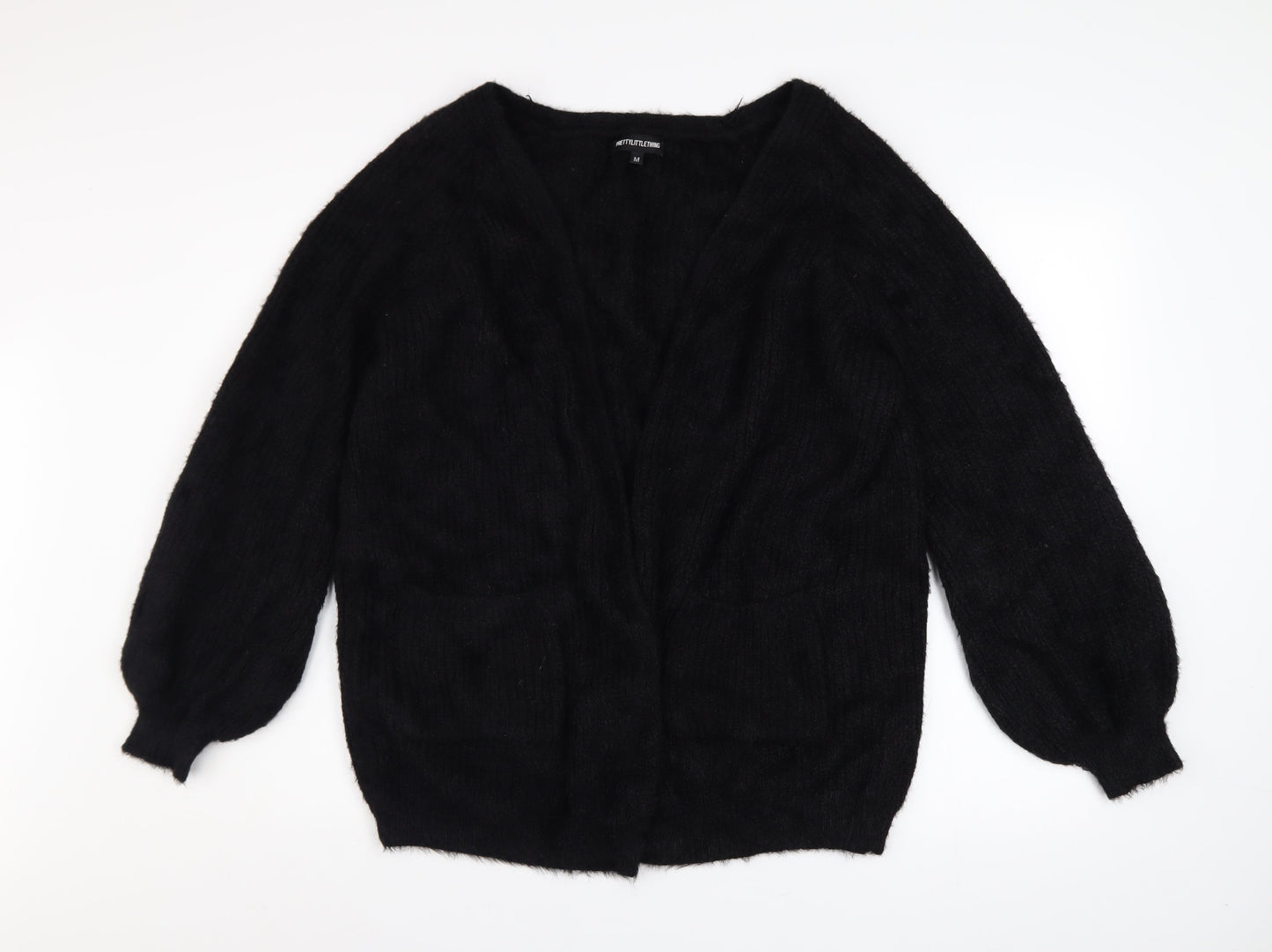 Womens UK Size M PRETTYLITTLETHING Black Cardigan Jumper
