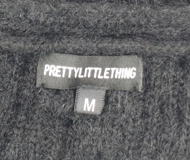 Womens UK Size M PRETTYLITTLETHING Black Cardigan Jumper