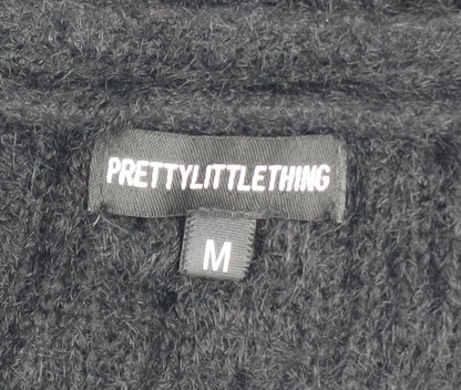 Womens UK Size M PRETTYLITTLETHING Black Cardigan Jumper