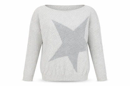 Mint Velvet Women's Grey Star Cotton Blend Pullover Jumper Size S