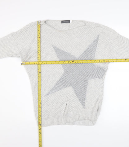 Mint Velvet Women's Grey Star Cotton Blend Pullover Jumper Size S