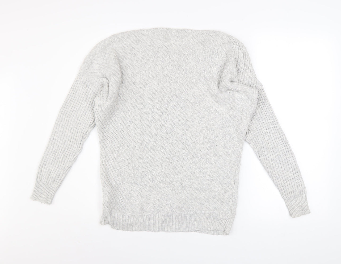 Mint Velvet Women's Grey Star Cotton Blend Pullover Jumper Size S