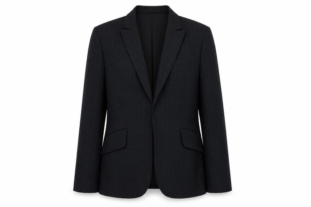 Marks & Spencer Women’s Black Pinstripe Blazer Size 12 Wool Blend