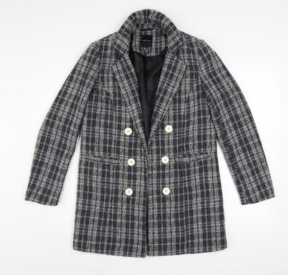 New Look Women’s Grey Check Double Breasted Tweed Blazer UK 8