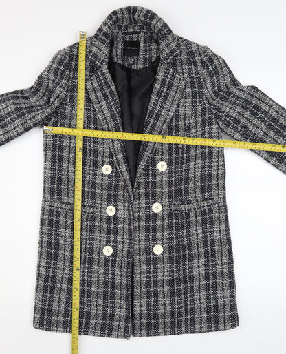 New Look Women’s Grey Check Double Breasted Tweed Blazer UK 8