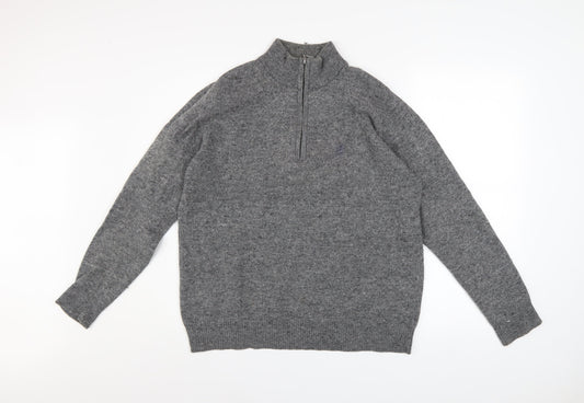 Mens UK Size M Pringle Grey 1/2 Zip Jumper