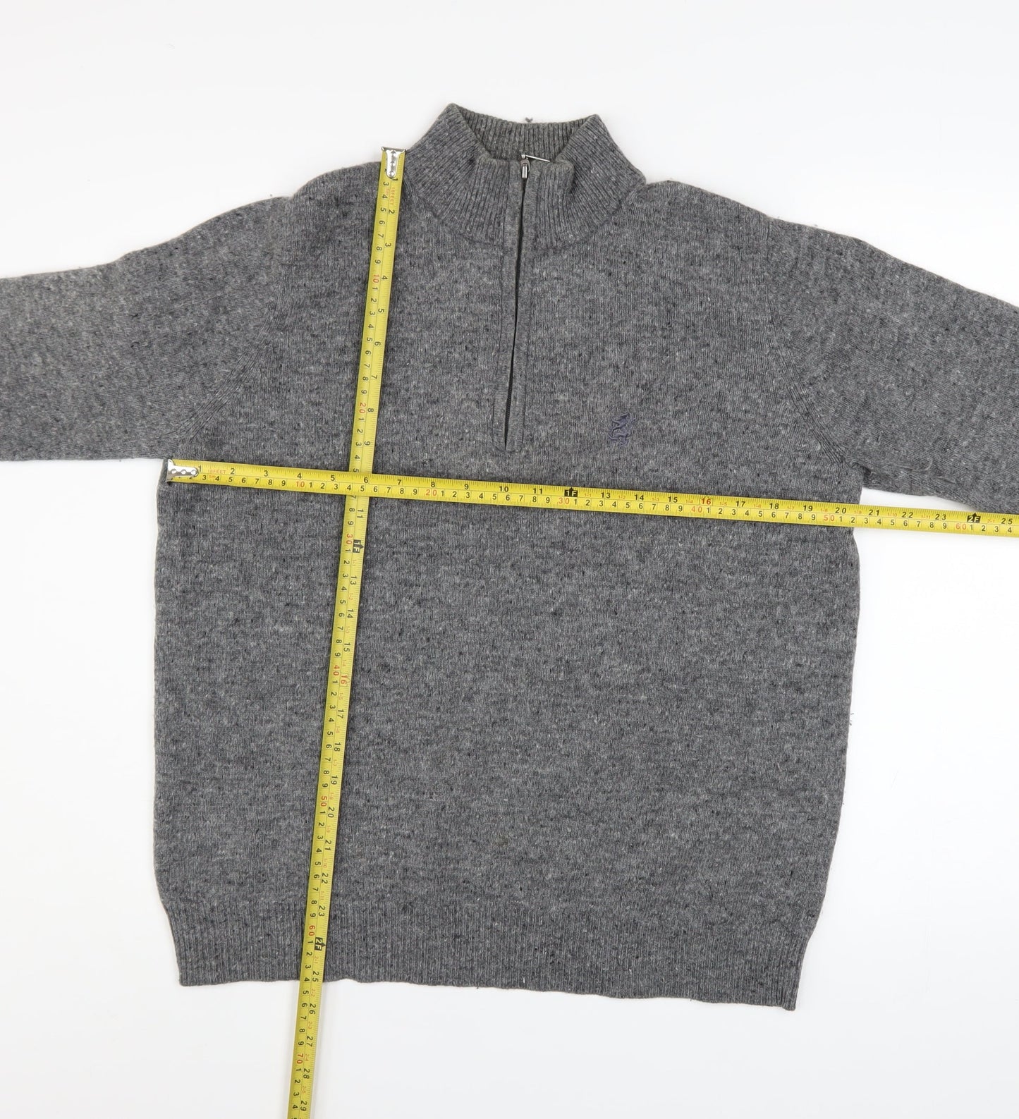 Mens UK Size M Pringle Grey 1/2 Zip Jumper