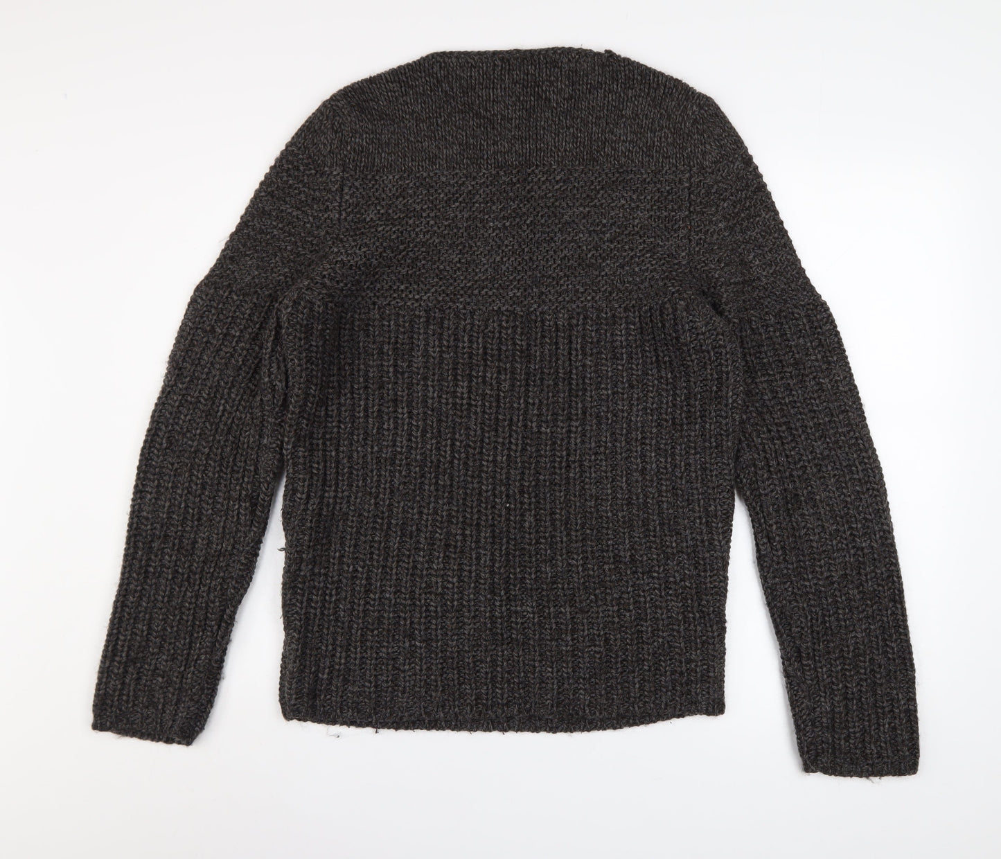 Zara Man Mens Grey Chunky-Knit Crew Neck Pullover Jumper Size L