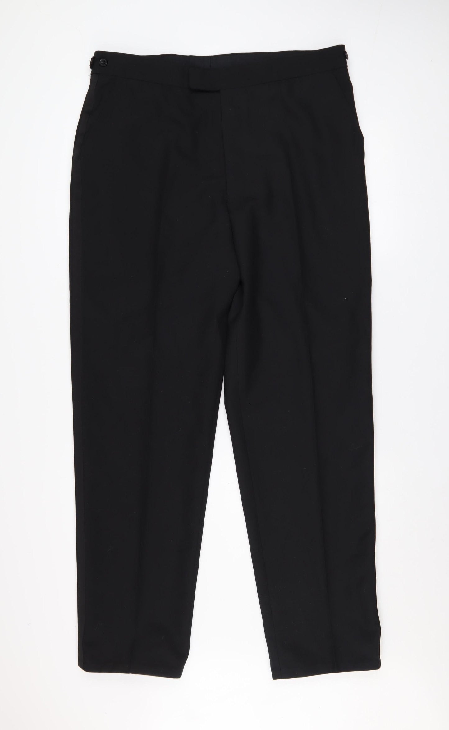Burton Menswear Men's Black 38in Wool Blend Regular Fit Dress Pants
