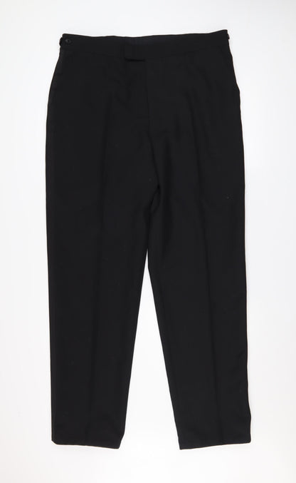 Burton Menswear Men's Black 38in Wool Blend Regular Fit Dress Pants