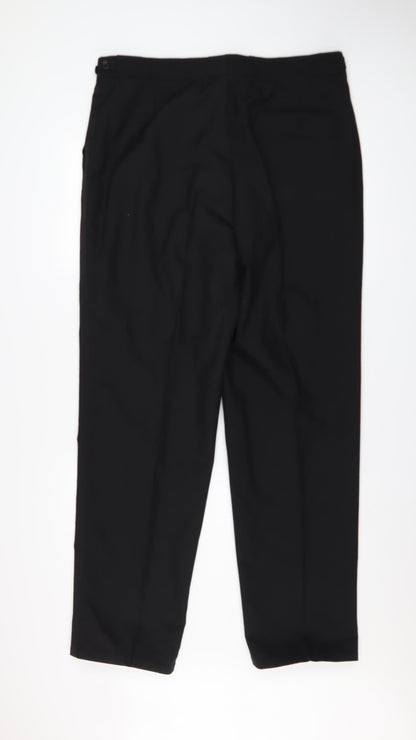 Burton Menswear Men's Black 38in Wool Blend Regular Fit Dress Pants