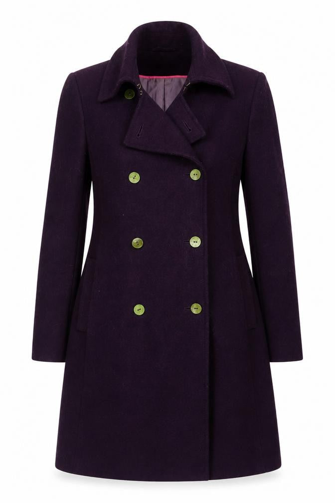 Kenneth Cole Women's Purple Wool Blend Pea Coat Size 12
