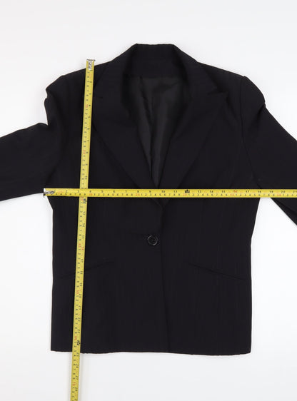 Dorothy Perkins Women's Black Pinstripe Single-Breasted Blazer Size 14