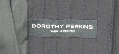 Dorothy Perkins Women's Black Pinstripe Single-Breasted Blazer Size 14