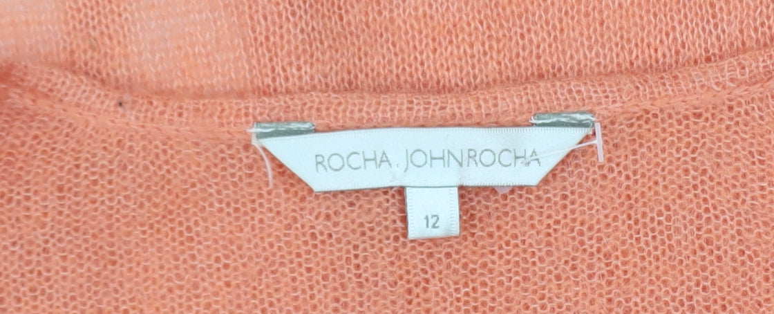 Womens UK Size 12 Rocha.John Rocha Orange Cardigan Jumper