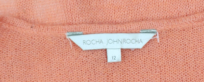 Womens UK Size 12 Rocha.John Rocha Orange Cardigan Jumper