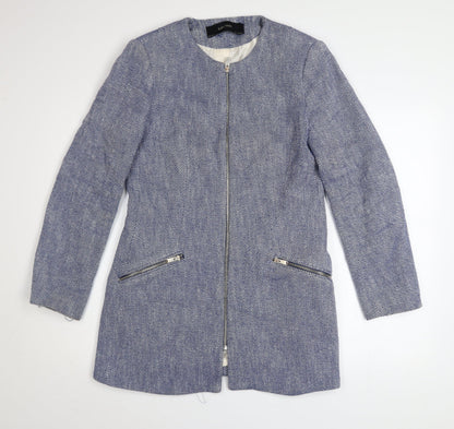 Womens UK Size 14 Zara Blue Overcoat