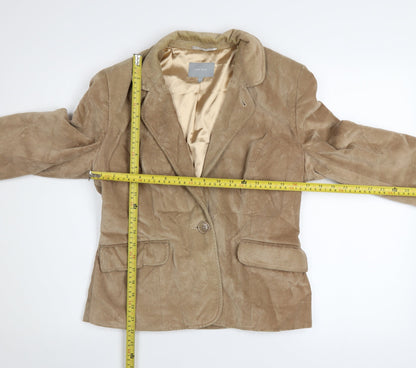 Marks and Spencer Per Una Women Beige Cotton Velvet Blazer Size 12