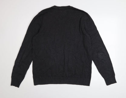 Vans Men's Black V-Neck Pullover Jumper Size M Knit Cotton Blend