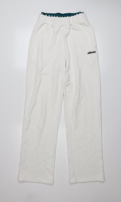Ellesse Womens White Size 8 Straight Leg Sweatpants Joggers
