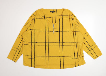 Womens UK Size 22 Bonmarché Yellow Full Zip Jumper