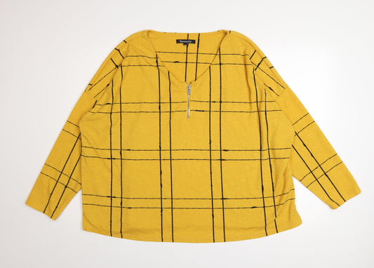 Womens UK Size 22 Bonmarché Yellow Full Zip Jumper