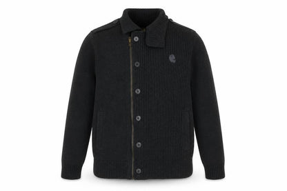 Strength & Honour Men's Black M Cotton Collared Full Zip Cardigan