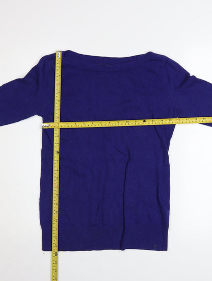 Gap Women's Blue Boat Neck Long Sleeve Cotton Blend Jumper Size M