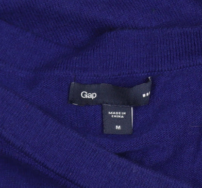 Gap Women's Blue Boat Neck Long Sleeve Cotton Blend Jumper Size M