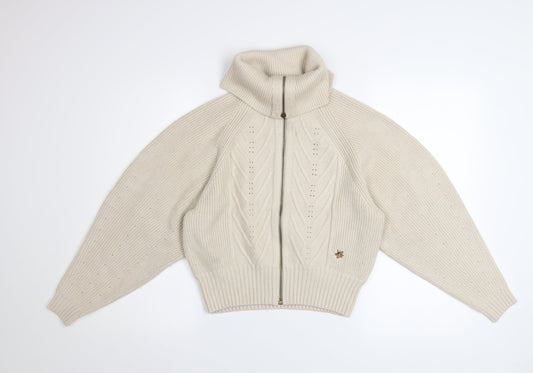 Womens UK Size XS Ted Baker Beige Full Zip Jumper