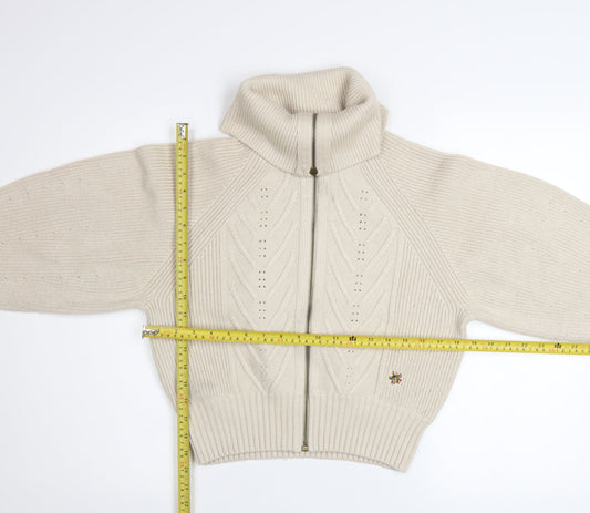 Womens UK Size XS Ted Baker Beige Full Zip Jumper