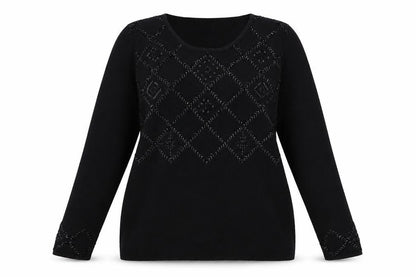 Marks and Spencer Women’s Black Crew Neck Embroidered Jumper Size 16