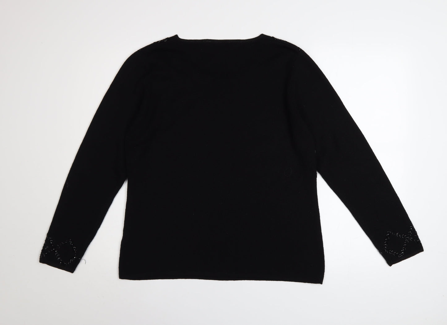 Marks and Spencer Women’s Black Crew Neck Embroidered Jumper Size 16