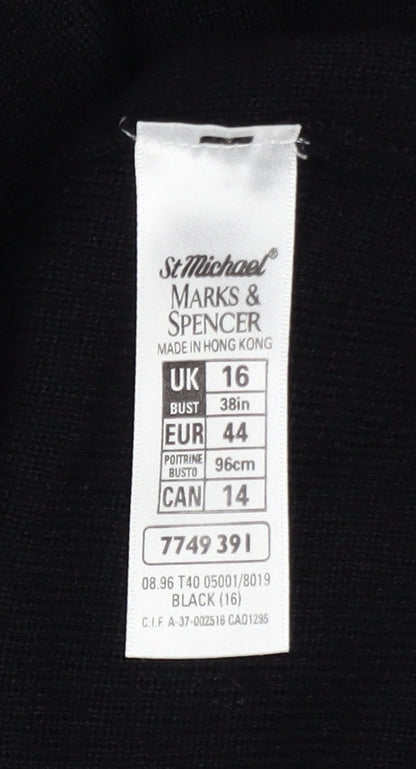 Marks and Spencer Women’s Black Crew Neck Embroidered Jumper Size 16