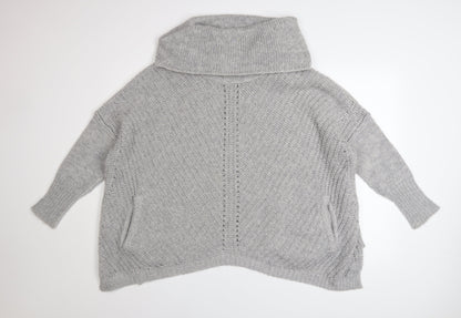 Mint Velvet Women Grey Cowl Neck Chunky Knit Jumper Size 12