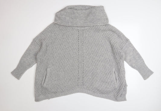 Mint Velvet Women Grey Cowl Neck Chunky Knit Jumper Size 12