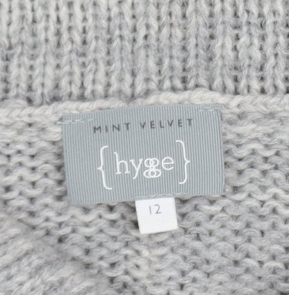 Mint Velvet Women Grey Cowl Neck Chunky Knit Jumper Size 12