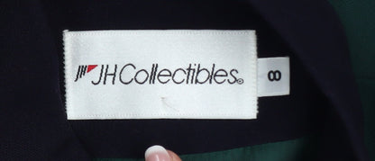 JH Collectibles Women's Green Wool Blazer Size 12 Classic Buttoned Long Sleeve