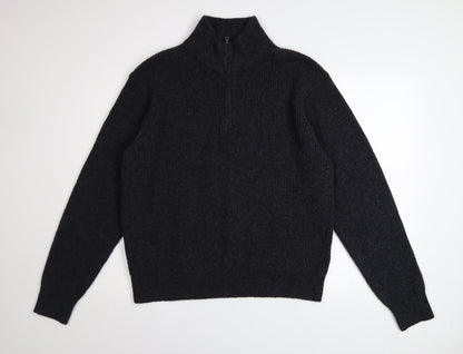 Mens UK Size M Uniqlo Black 1/2 Zip Jumper